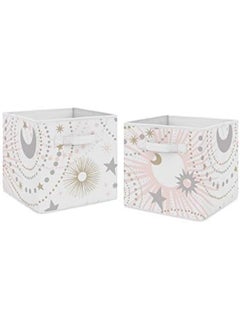 Sweet Jojo Designs Sweet Jojo Designs Blush Pink, Gold and Grey Star and Moon Organizer Storage Bins for Celestial Collection - Set of 2 