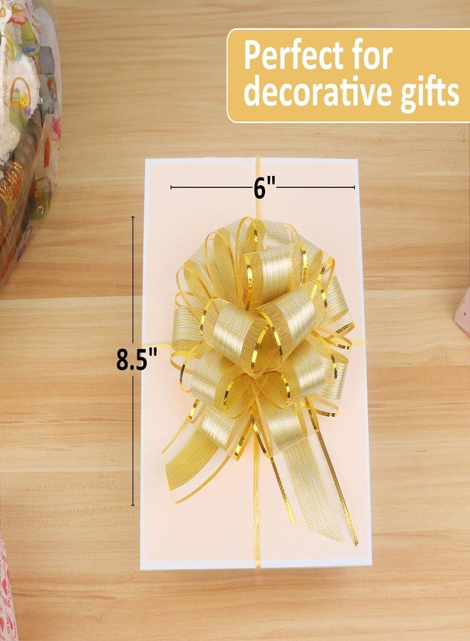 JOYIT 10 Pack Large Pull Bows 6 Inch - Big Gold Bows for Gift Wrapping, Ribbon Pull Bows for Mother's Day, Wedding Baskets Birthdays Gift - Image 4