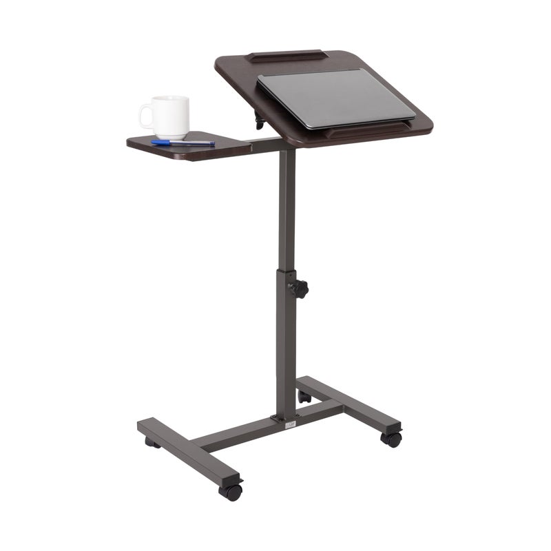 Seville Classics Seville Classics Airlift Height Adjustable Mobile Rolling Laptop Cart Computer Workstation Desk Table for Home Office Classroom Hospital wWheels Walnut Tilt wSide Table 28 New Model