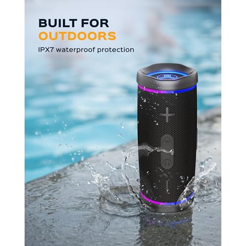 TREBLAB HD77 – Waterproof Bluetooth Speaker, 30W Loud 360° Sound, Deep Bass, IPX7, TWS Pairing, RGB Lights, 20H Battery, Portable Wireless Speaker for Outdoor, Beach, Camping, Party, Travel - Image 5