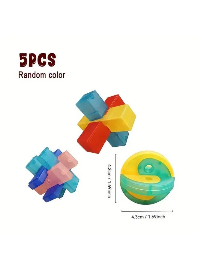 5pcs Kong Ming Lock Puzzle Toys Brain Teaser Games Random Color - Image 1