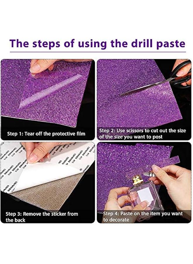 اوتوس 12000 قطعة من ملصقات احجار الراين اللامعة ذاتية اللصق لتزيين السيارة ذاتية اللصق لتزيين السيارة، 9.4 × 7.9 انش (بنفسجي) - Image 4