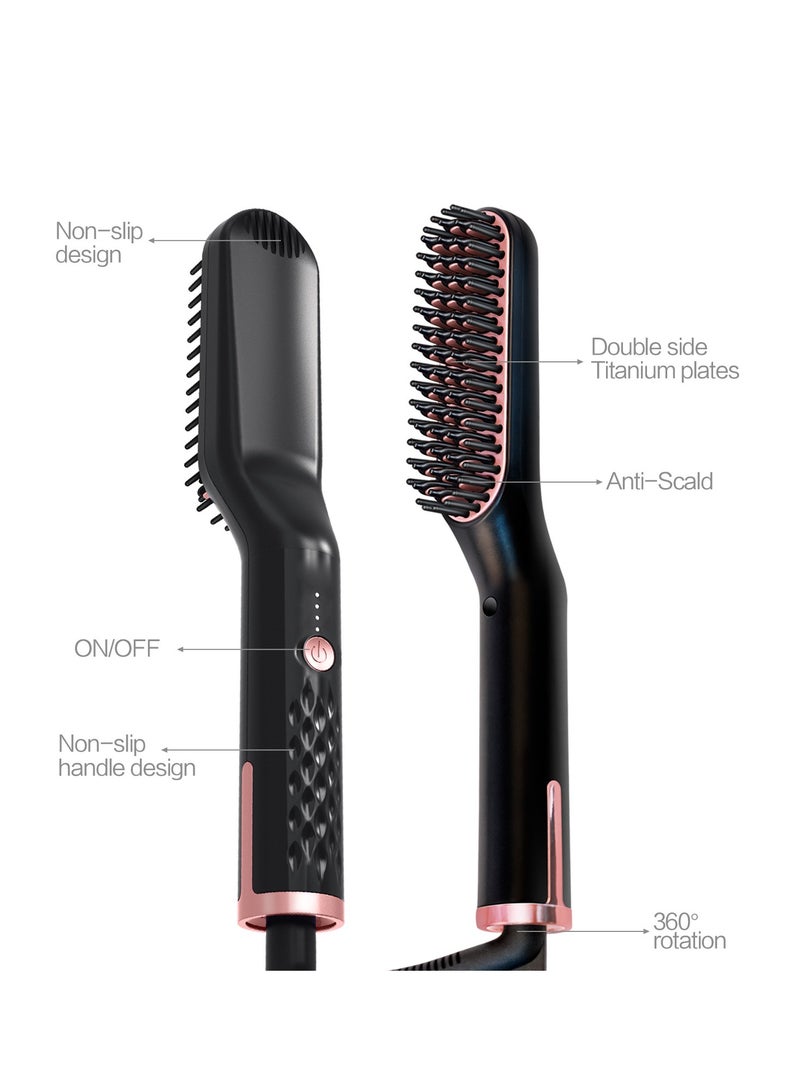 عام فرشاة تسريح الشعر المستقيم 3 في 1، مشط اللحية الساخن للرجال، مشط تجعيد الشعر الساخن، أدوات تصفيف وتجعيد الشعر متعددة الوظائف، تستخدم لتمليس وتجعيد وتصفيف الشعر للرجال والنساء. - Image 2