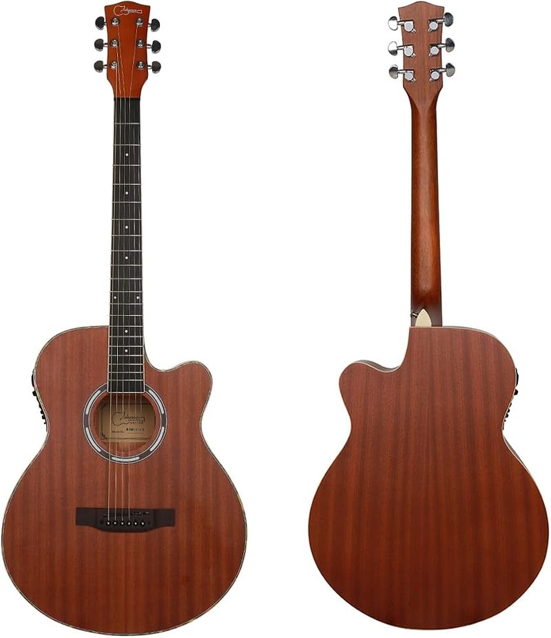 جيديوس جيدىوس (Jidyous) غيتار كهربائي أكوستيكي بحجم كامل مقاس 40 بوصة، من نوع سابيل (Sapele)، 6 أوتار، مع حقيبة لحمل الغيتار، معدل تعديل صوتي (EQ) ذو 4 أضلاع، أداة لتعديل الأوتار، أدوات للعزف، وحزام للكتف مناسب للمبتدئين والبالغين. - Image 2