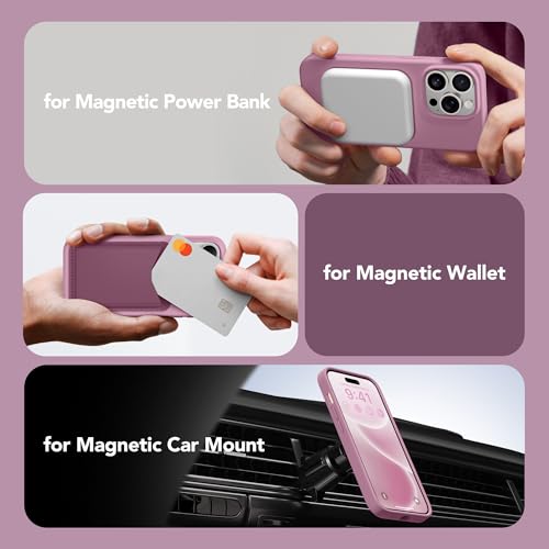 GONEZ for iPhone 14 Pro Max Case Silicone, Compatible with MagSafe, with Screen Protector + Camera Lens Protector, Liquid Silicone Shockproof Protective Phone 14 ProMax Case 6.7", Blackcurrant - Image 4
