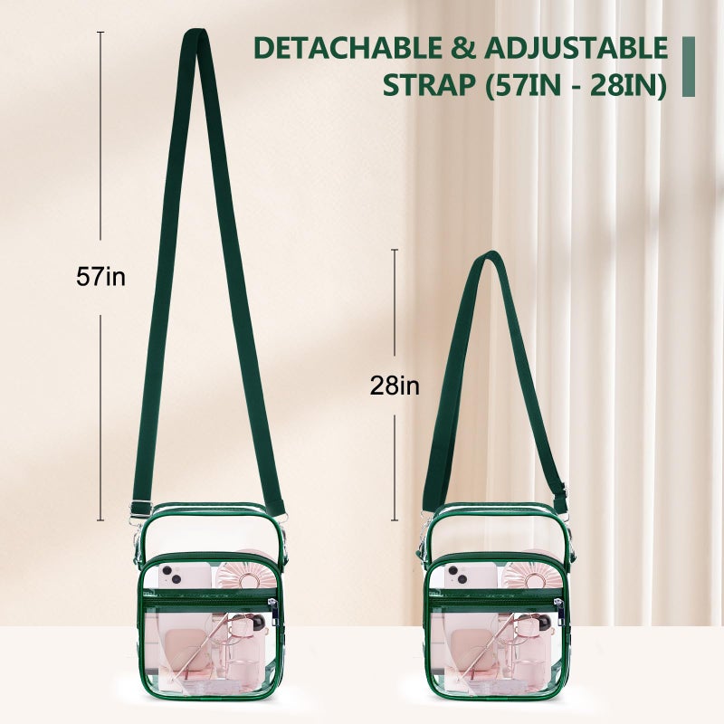 Blvornl Clear Crossbody Bag with Adjustable Shoulder Strap, Dark Green-small - Image 3