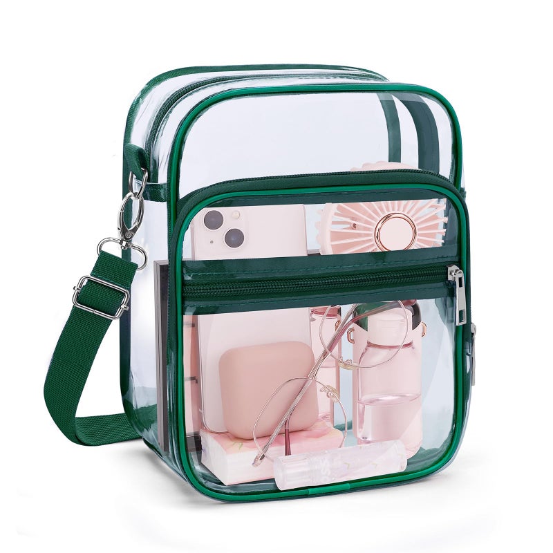 Blvornl Clear Crossbody Bag with Adjustable Shoulder Strap, Dark Green-small - Image 1