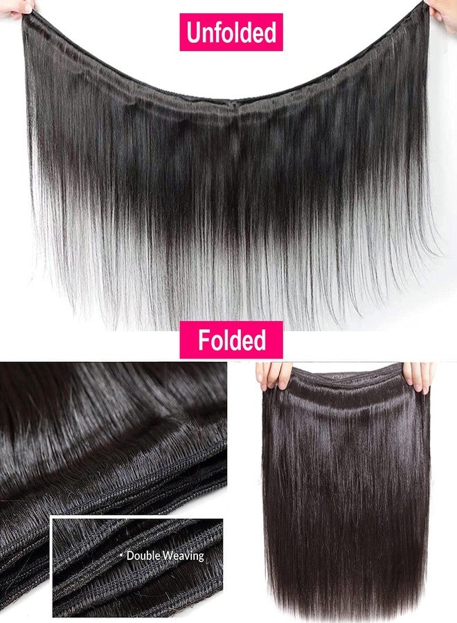 VIOLET Brazilian Human Hair Bundles 14 16 18 Inch 3 Bundles Human Hair Straight 12A Human Hair Bundles 100% Unprocessed Virgin Hair Weave Bundles Human Hair Extension for Women Double Weft Natural Color - Image 5