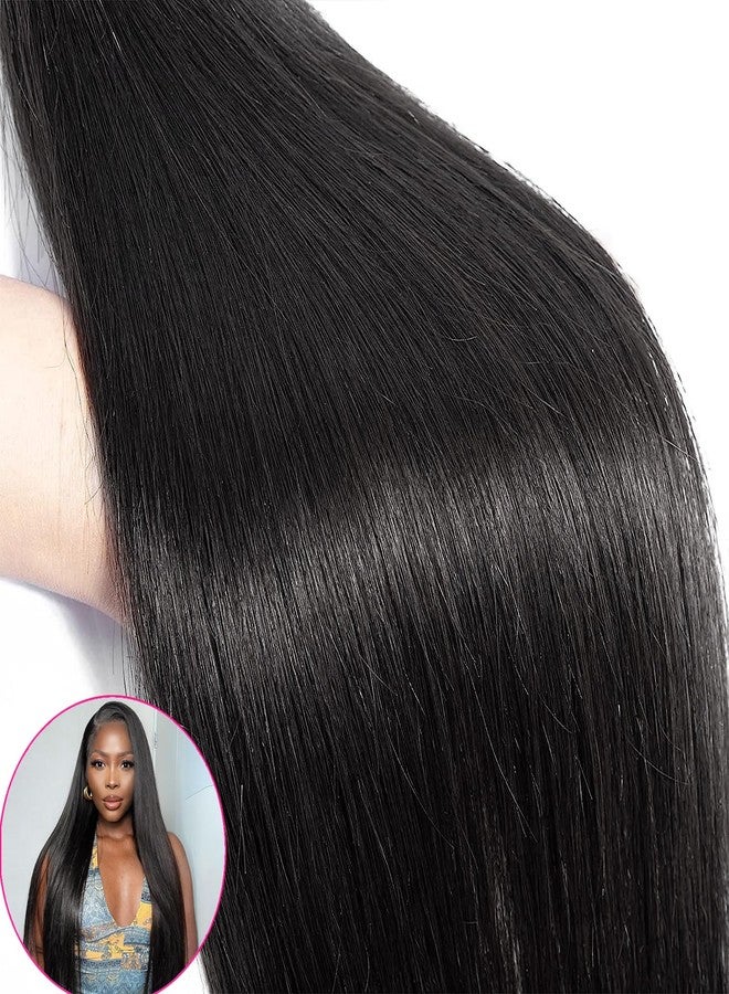 VIOLET Brazilian Human Hair Bundles 14 16 18 Inch 3 Bundles Human Hair Straight 12A Human Hair Bundles 100% Unprocessed Virgin Hair Weave Bundles Human Hair Extension for Women Double Weft Natural Color - Image 4