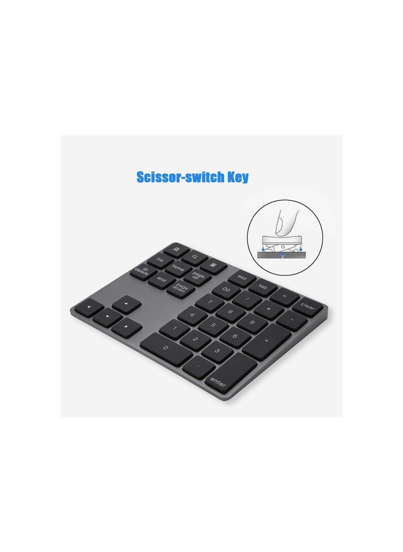 GGOOT 34 Keys Digital Wireless Bluetooth Numeric Keypad Portable Number Pad Keyboard USB Charge for OS X/Mac/Laptop/PC, Compatible with Windows, iOS, Android System  - Image 5