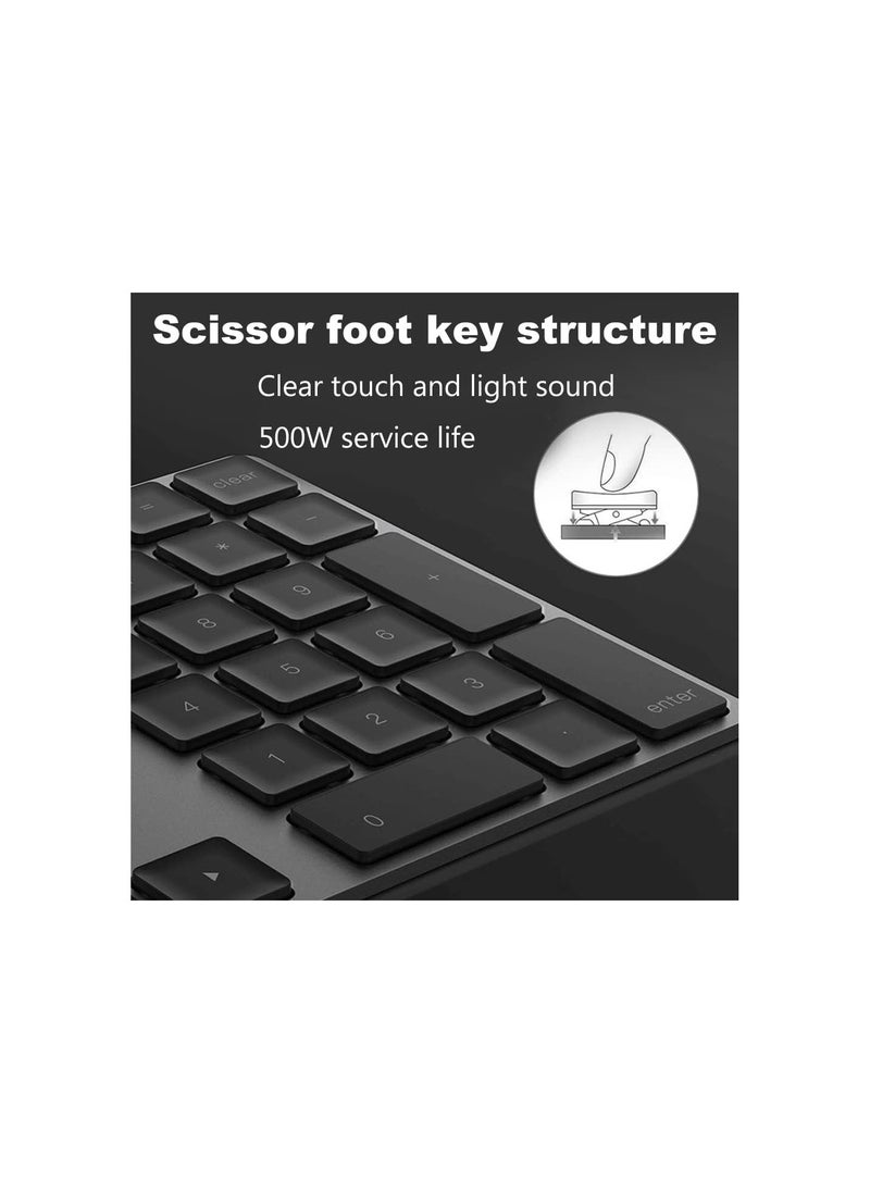 GGOOT 34 Keys Digital Wireless Bluetooth Numeric Keypad Portable Number Pad Keyboard USB Charge for OS X/Mac/Laptop/PC, Compatible with Windows, iOS, Android System  - Image 2