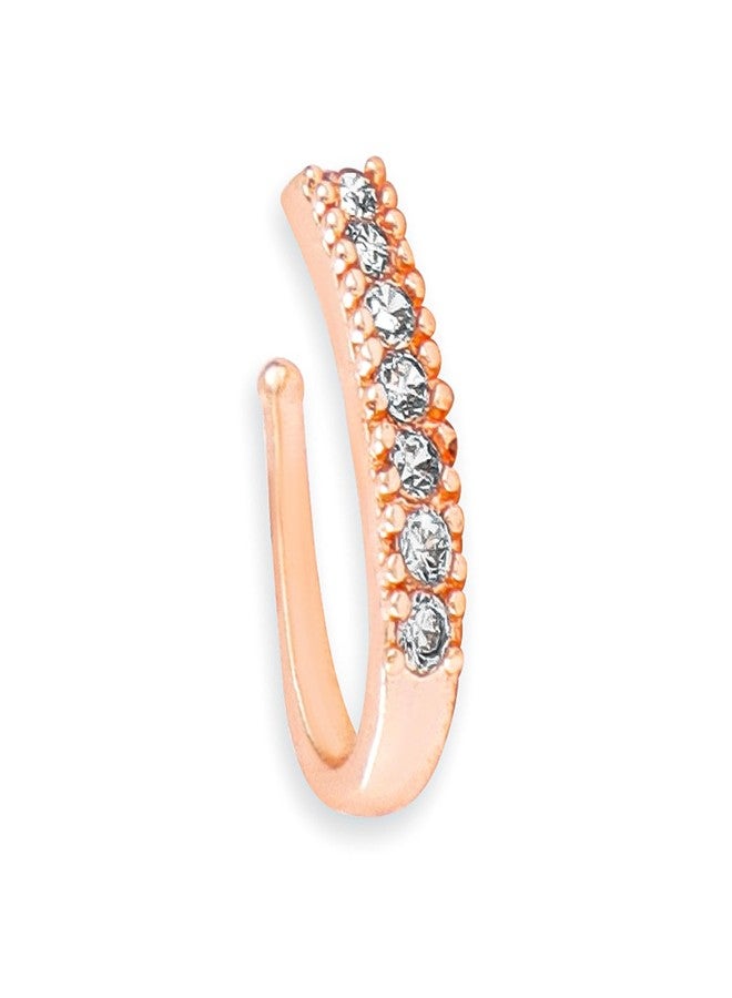 Rubans Women Rose Gold-Plated White CZ-Studded Handcrafted Clip-On Nosepin