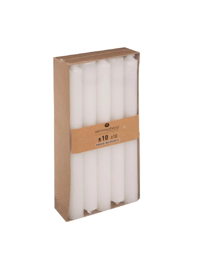 atmosphera 10-Piece Fragrance-Free Dinner Stick Candle Set White 74 g 145070