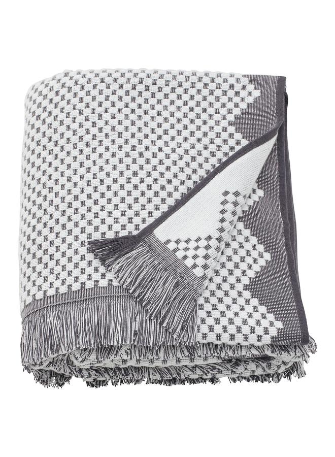 Zaboon Bath Sheet, White/Grey, 100X150 Cm - Image 1