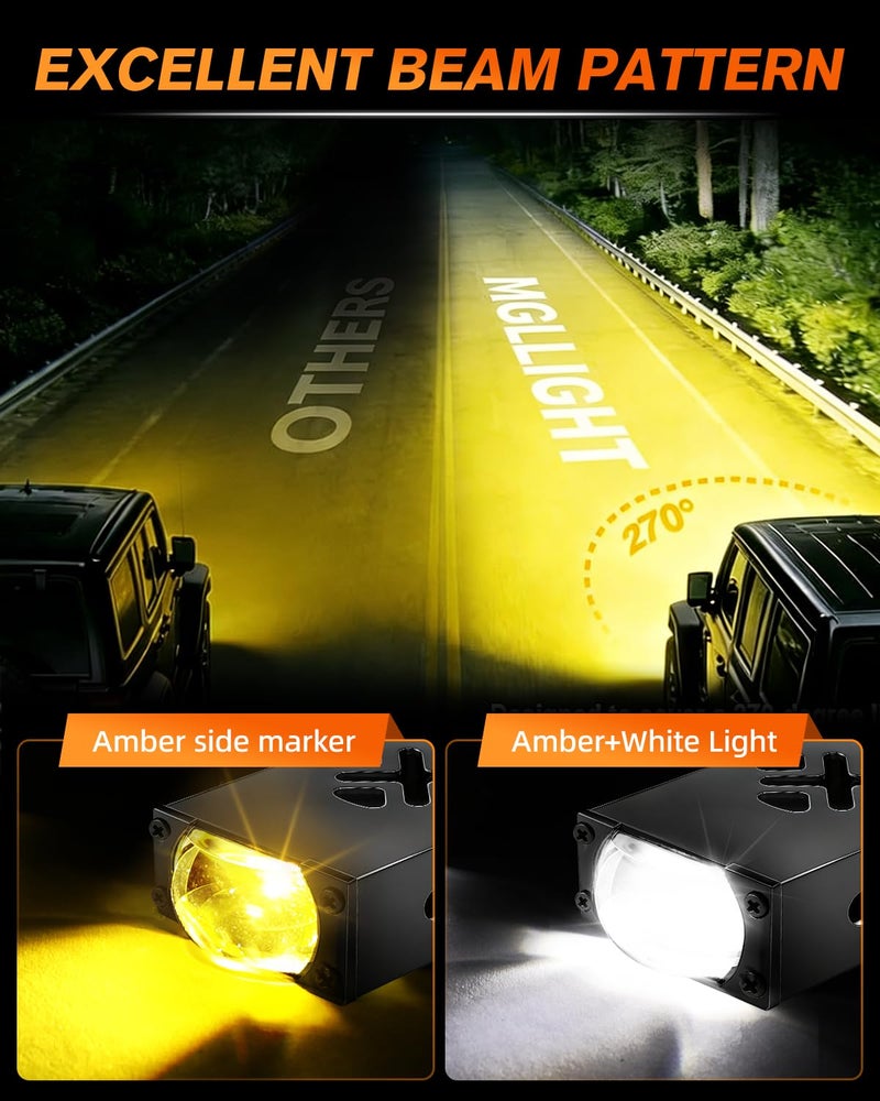 MGLLIGHT 2PCS Super Slim LED Grill Driving Lights - 0.8 Inch Mini Projector Fog Lights with Hi-Lo Beam (White/Yellow), CANbus Decoder, IP68 Waterproof, Fit Car Truck Offroad SUV Pickup Motorcycle - Image 4