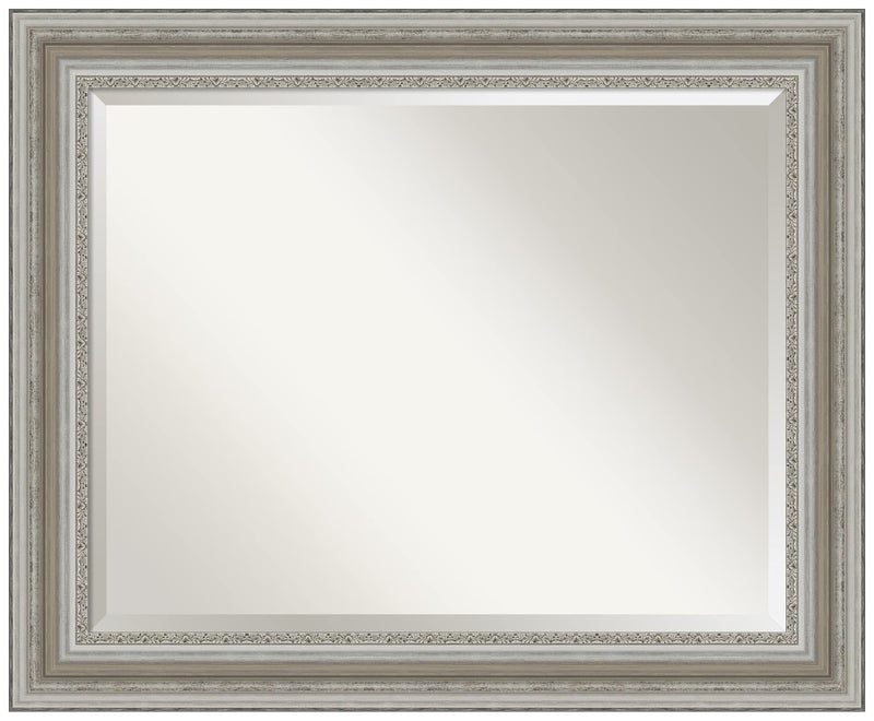 Amanti Art Amanti Art Silver Bathroom Mirror for Over Sink 28x34 Parlor Silver Rectangle Vanity Mirror Large Traditional Frame Hangs Horizonally and Vertically Bathroom Wall Decor Beveled Edge from WI USA 