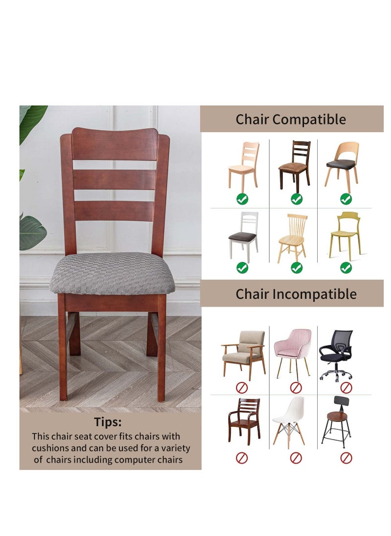 SYOSI - Waterproof Seat Covers for Dining Room Chairs Covers Dining Chair Cover Kitchen Chair Covers Jacquard Dining Room Chair Seat Covers Chair Seat Slipcovers Protector Light Grey - Image 1