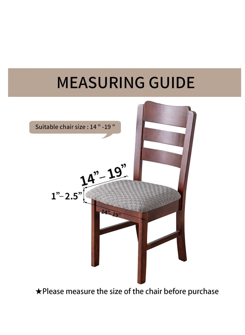SYOSI - Waterproof Seat Covers for Dining Room Chairs Covers Dining Chair Cover Kitchen Chair Covers Jacquard Dining Room Chair Seat Covers Chair Seat Slipcovers Protector Light Grey - Image 1