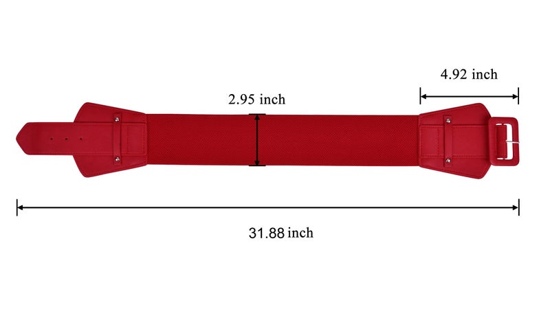 Ayliss Women Wide Elastic Waist Belt Chunky Stretchy Vintage PU Leather Cinch Corset Belt for Dresses Halloween Costume (Red) - Image 2