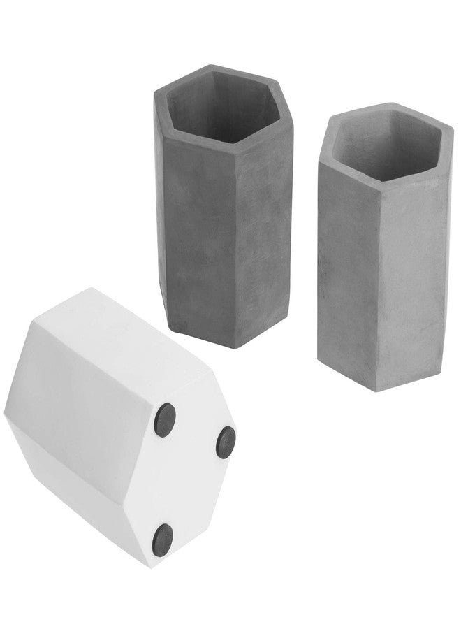 MyGift Set of 3 Cement Decorative Hexagon Multi-Colored Desktop Pen Holder and Pencil Office Supply Stationary Storage Cups (White, Gray, Black) - Image 5