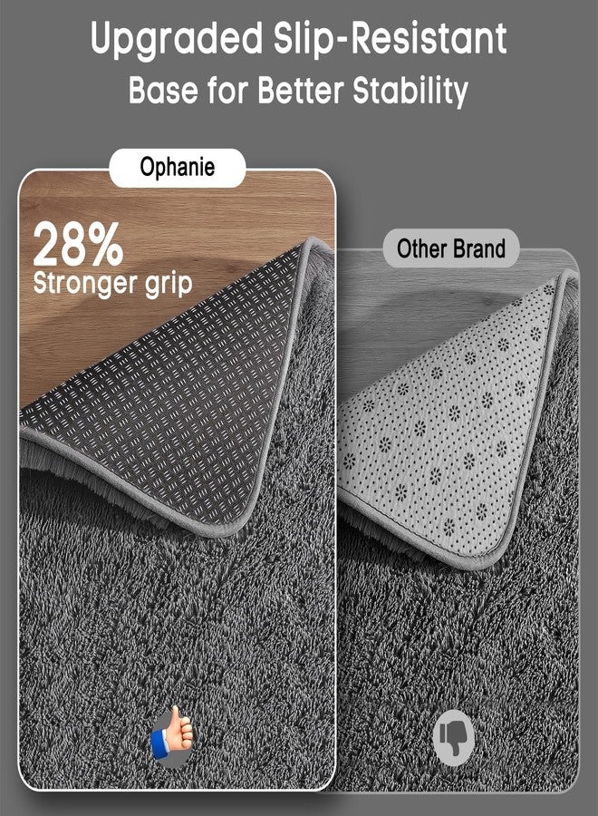 Ophanie Small Rug Upgrade Non Slip Throw Bedside Area Rugs, Fluffy Soft Grey Mini Bedroom Carpet, Affordable Door Entryway Indoor Inside Front Entrance Dog 2x3 Mat, Home Decor Aesthetic, Nursery - Image 4