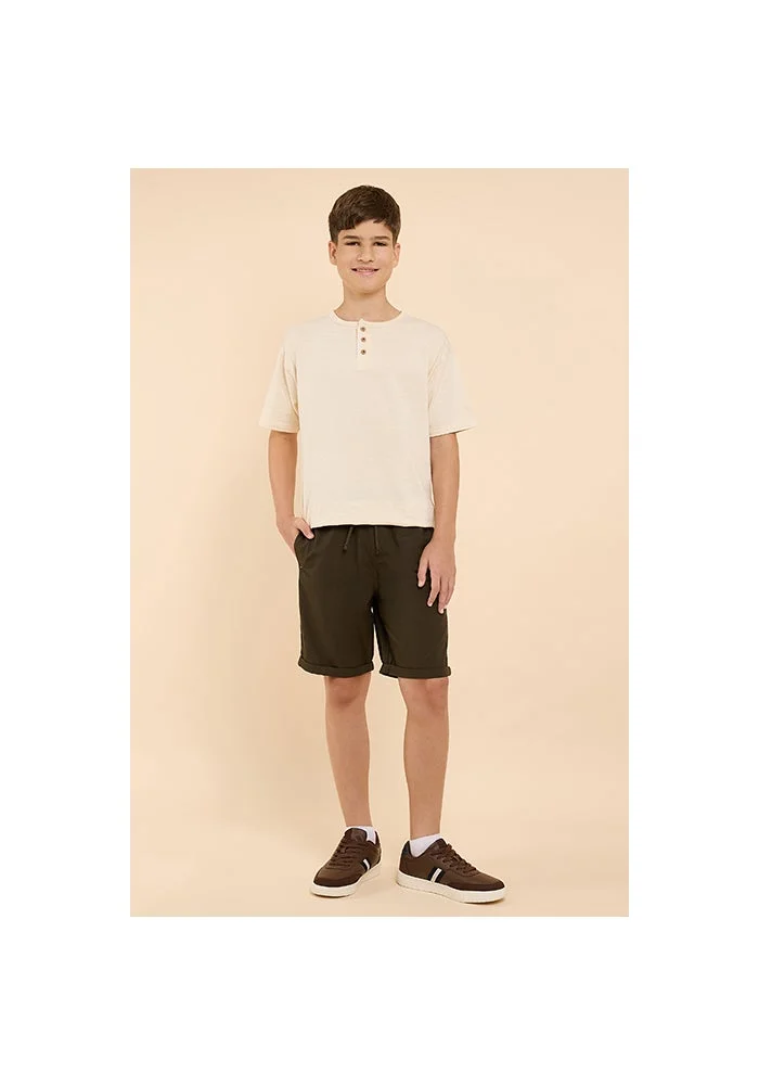 أر أند بي Solid Shorts with Drawstring Waist