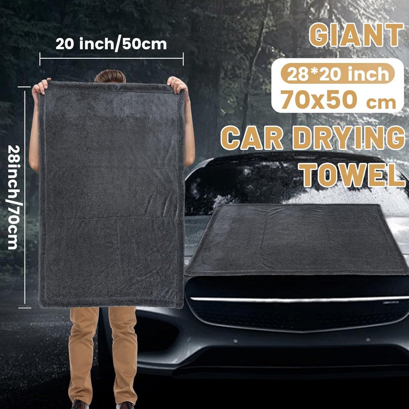 Ghguole Car Drying Towel, 70 x 50 cm - 1800 GSM Car Drying Cloth, Super Absorbent Microfibre Car Drying Towel, Non-Fluffy, Quick Drying, Streak-free for Car Motorcycle Glass Most item matching trendy design - Image 5