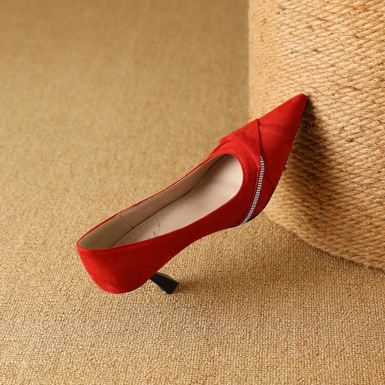 Suede Pointed High Heels Plus Size Women'S Shoes Single Shoes Supply Delivery - Image 3