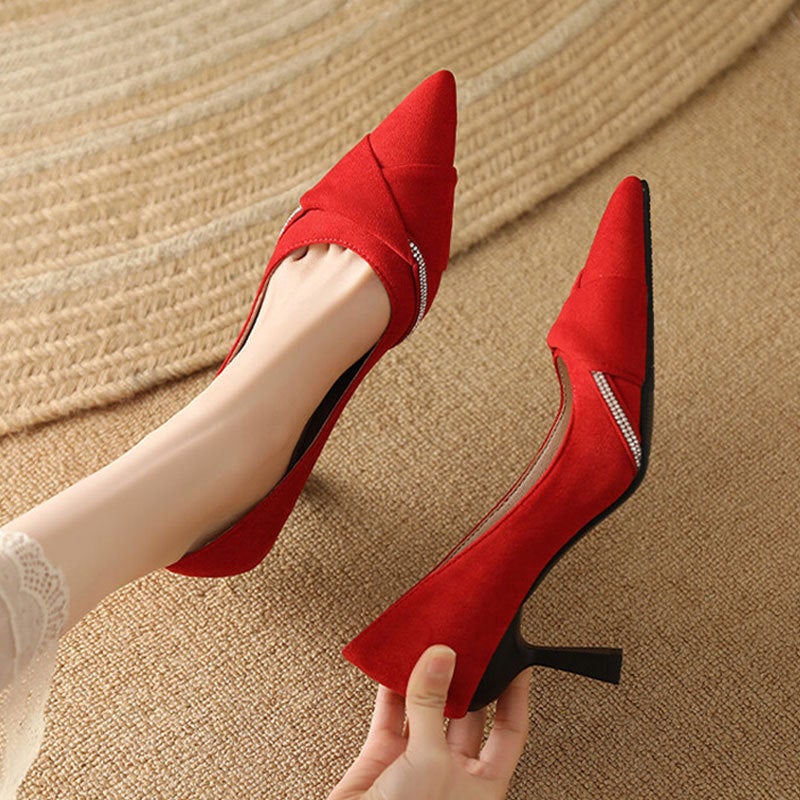 Suede Pointed High Heels Plus Size Women'S Shoes Single Shoes Supply Delivery - Image 2