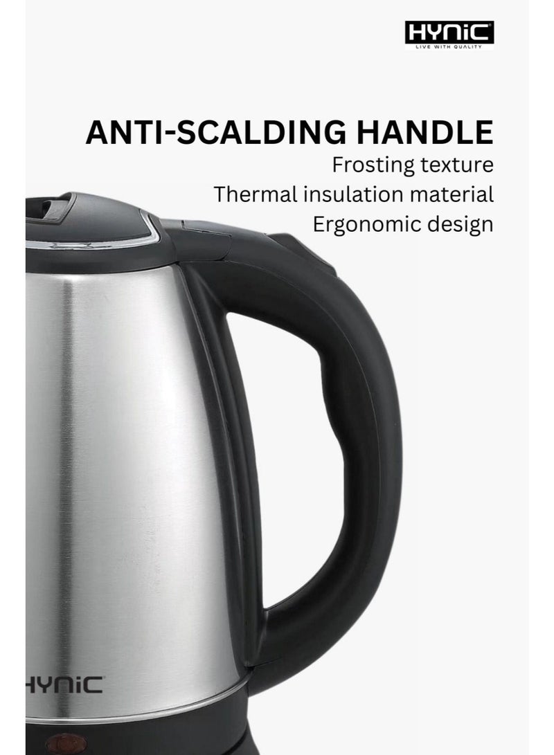 Hynic 1.8L Electric Kettle | 1500W Fast Boiling Stainless Steel Tea Kettle with Auto Shut-Off & Boil-Dry Protection | 360° Swivel Base | BPA-Free | Anti- Scald Ergonomic Handle - Image 5
