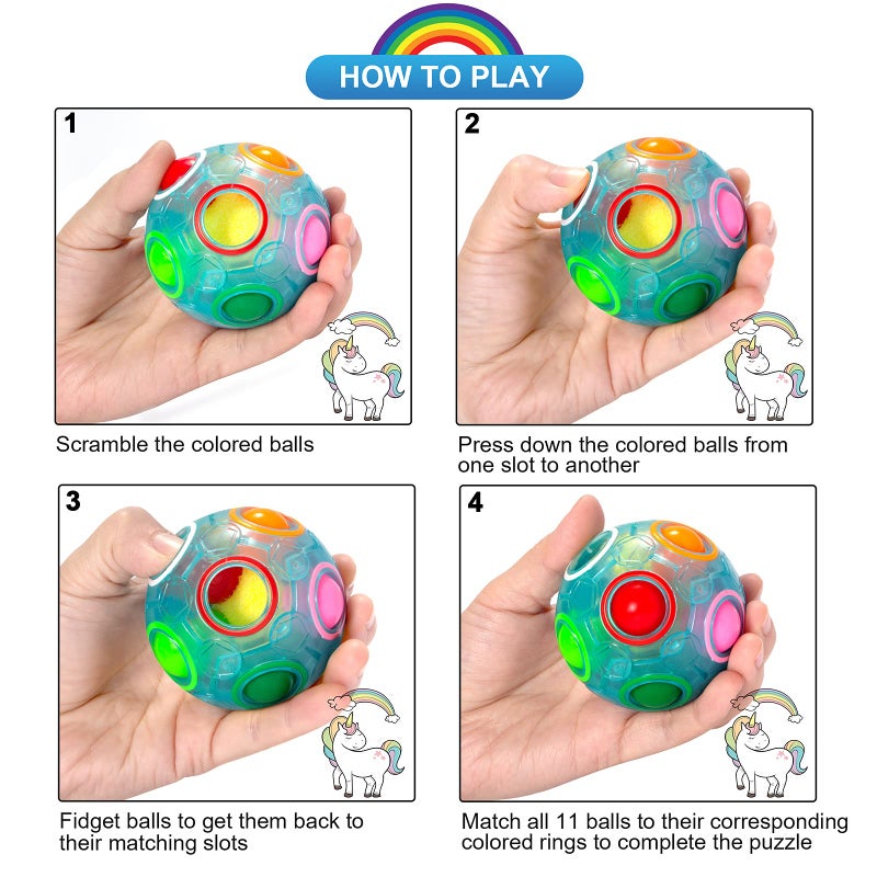 Vdealen Magic Rainbow Puzzle Ball  Fidget Ball Puzzle Brain Teaser Fidget Toy- Birthday Party Easter Valentines Christmas Stocking Stuffers for Kids Teen & Adults - Image 4