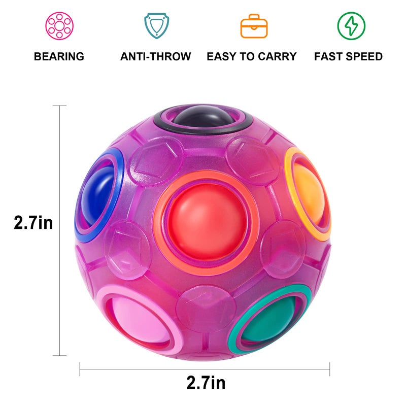 Vdealen Magic Rainbow Puzzle Ball  Fidget Ball Puzzle Brain Teaser Fidget Toy- Birthday Party Easter Valentines Christmas Stocking Stuffers for Kids Teen & Adults - Image 2