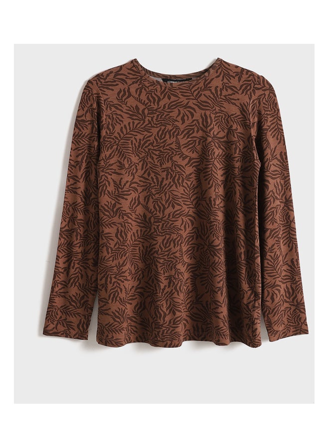 LC WAIKIKI Crew Neck Patterned Long Sleeve Women's T-Shirt - Image 1