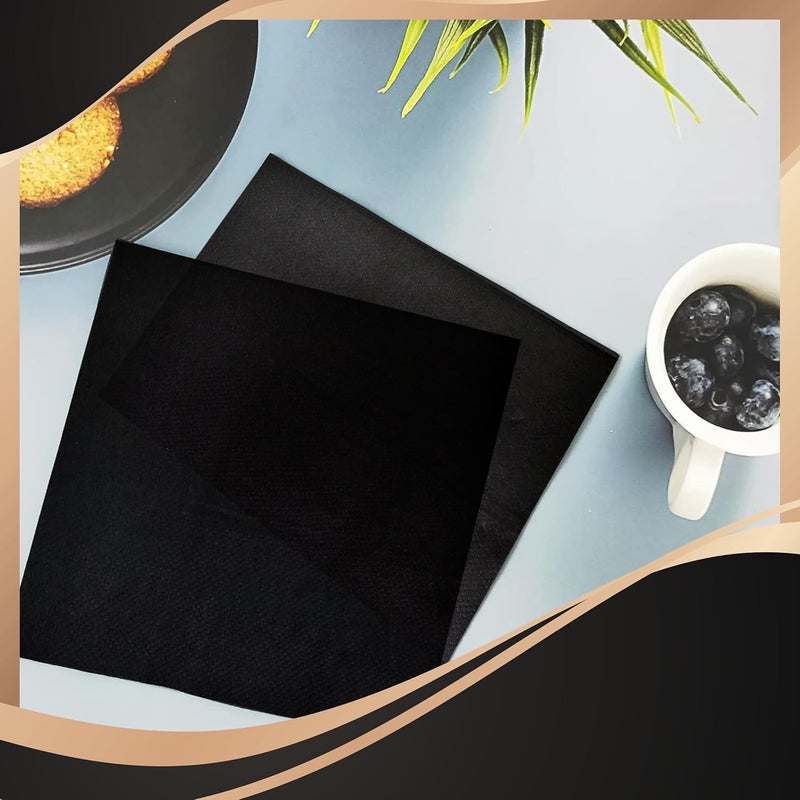 Perfect Stix - 2 Ply Black Napkin-100ct Paper Cocktail Beverage Napkins, 2-Ply, Black (Pack of 100) - Image 5