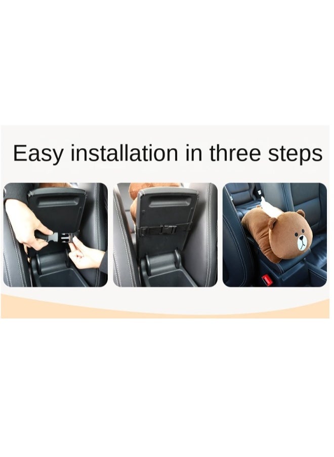 Generic - Cartoon Car Tissue Holder Hanging Plush Car Decoration Bear Shape Smooth Out Paper Is Suitable for Most Paper Towels on The Market Seat Back Draw Tissue Box - Image 1