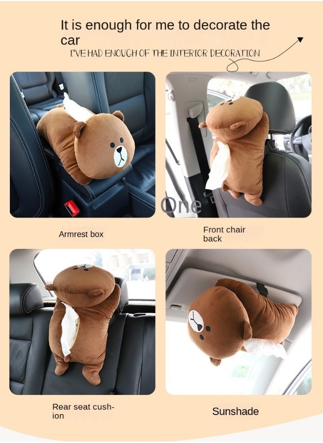 Generic - Cartoon Car Tissue Holder Hanging Plush Car Decoration Bear Shape Smooth Out Paper Is Suitable for Most Paper Towels on The Market Seat Back Draw Tissue Box - Image 1
