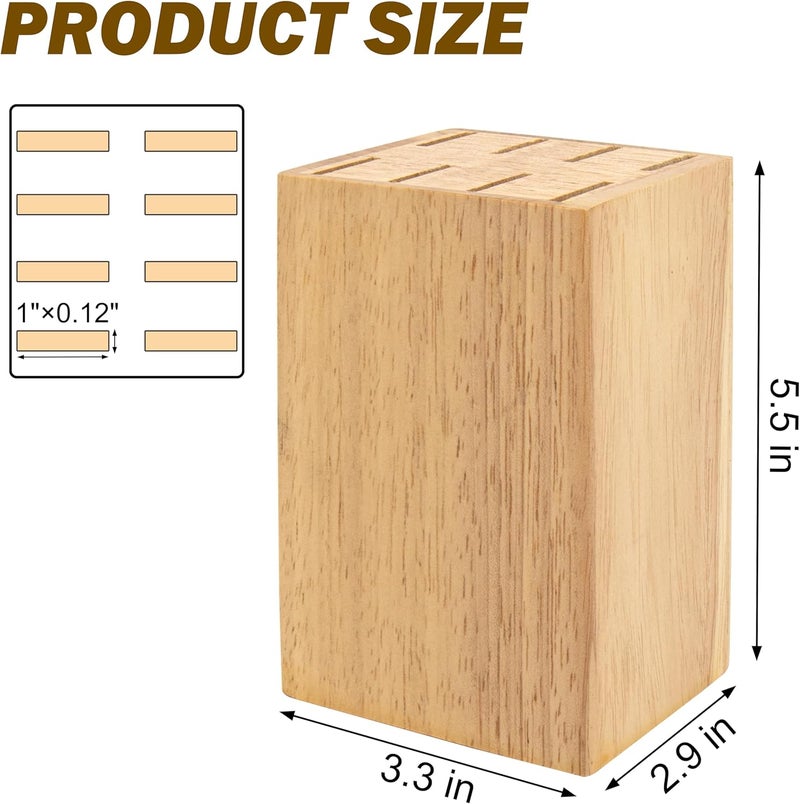 RedCall 8 Slots Steak Knife Block Holder, 5.5" Wooden Small Knife Block without Knives,Compact and Space Saving Storage Knife Holder for Counter Top (1) - Image 2