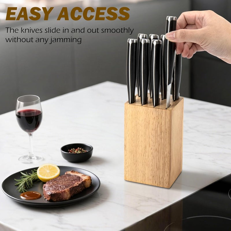 RedCall 8 Slots Steak Knife Block Holder, 5.5" Wooden Small Knife Block without Knives,Compact and Space Saving Storage Knife Holder for Counter Top (1) - Image 3