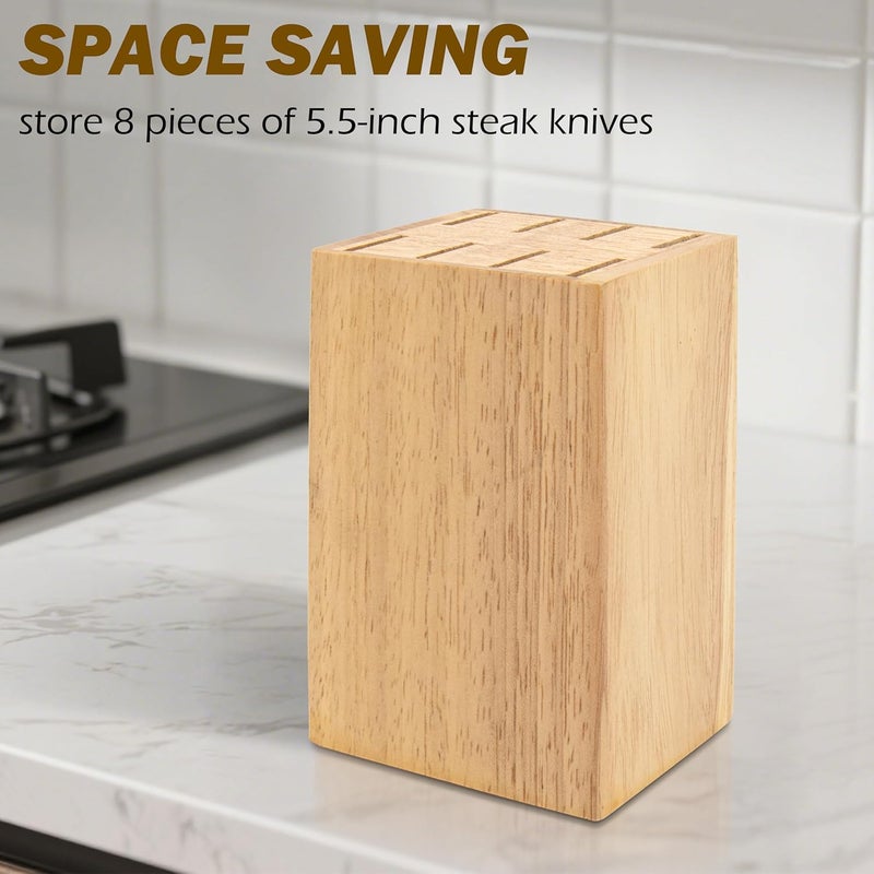 RedCall 8 Slots Steak Knife Block Holder, 5.5" Wooden Small Knife Block without Knives,Compact and Space Saving Storage Knife Holder for Counter Top (1) - Image 4