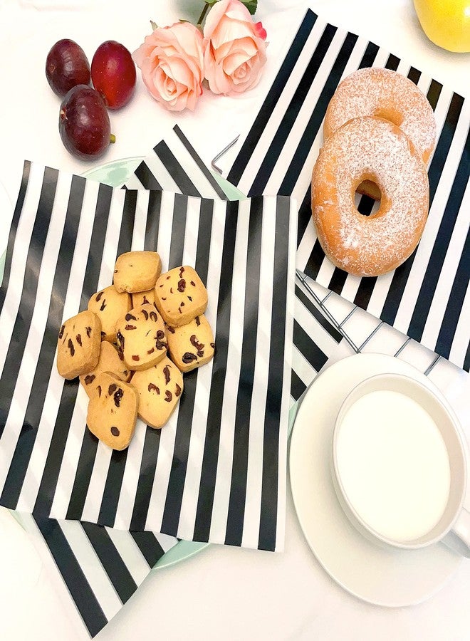 Suiwen 150 Black and White Striped Wax Paper, Food Wrap, Greaseproof, Waterproof, 25*22cm, 150 Sheets - Image 3