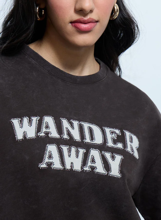 The Souled Store  Wander Away Oversized Black T-Shirt for Women  | Best Price UAE