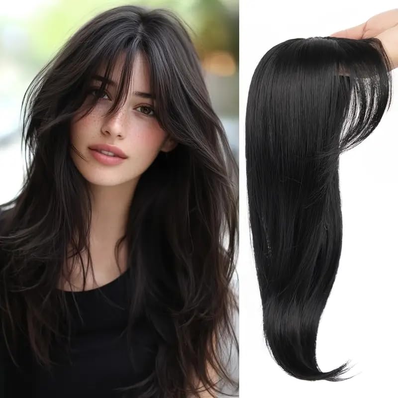 ASSU 26-Inch Long Straight Synthetic Wig with Bangs – 150% Density, Heat-Resistant Fiber, Comfortable Rose Net Cap, Elegant Style for Fashion, Cosplay & Special Occasions (Black) - Image 1