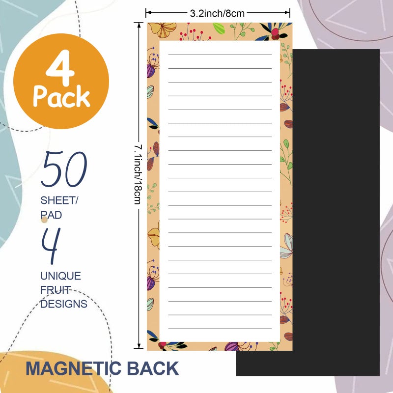 Joyberg Magnetic Notepads for Refrigerator - Flower Design, 50 Sheets Per Pad, 4 Pack Memo Pads for Grocery Lists and To-Dos - Image 2
