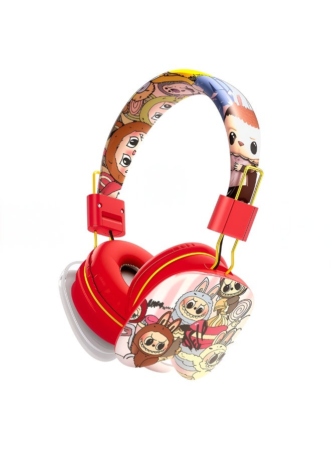 AH-906G1 Wired Kids Headphones with 400mAh Battery, Clear Sound, Built-in Microphone, and Volume Control - red - Image 1