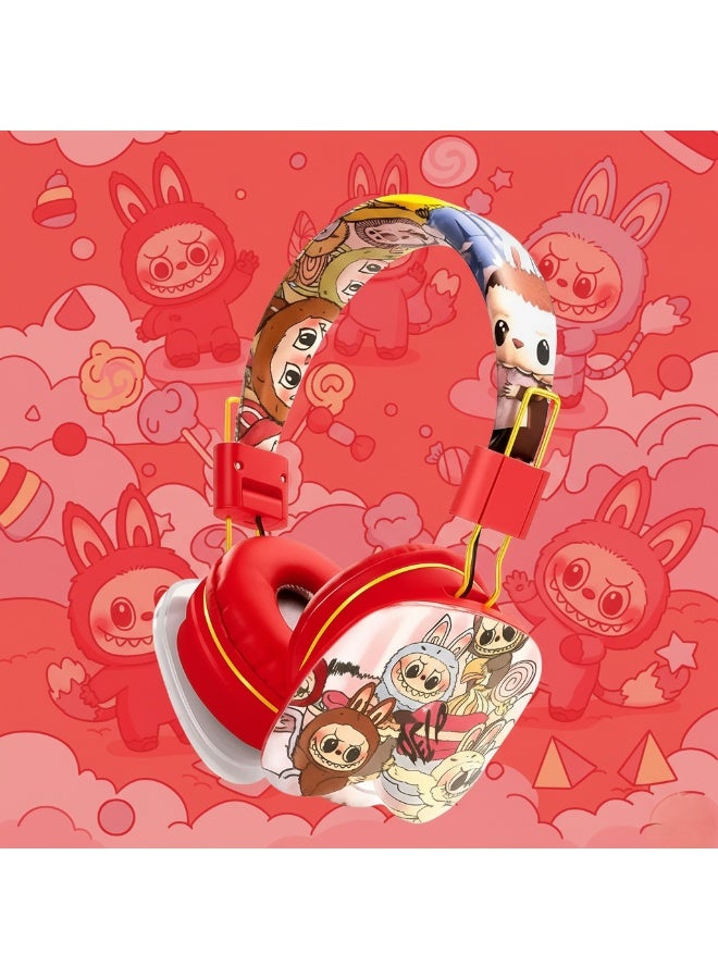 AH-906G1 Wired Kids Headphones with 400mAh Battery, Clear Sound, Built-in Microphone, and Volume Control - red - Image 3