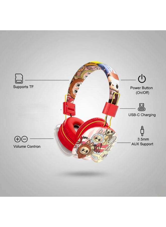 AH-906G1 Wired Kids Headphones with 400mAh Battery, Clear Sound, Built-in Microphone, and Volume Control - red - Image 5