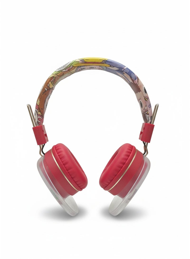 AH-906G1 Wired Kids Headphones with 400mAh Battery, Clear Sound, Built-in Microphone, and Volume Control - red - Image 2