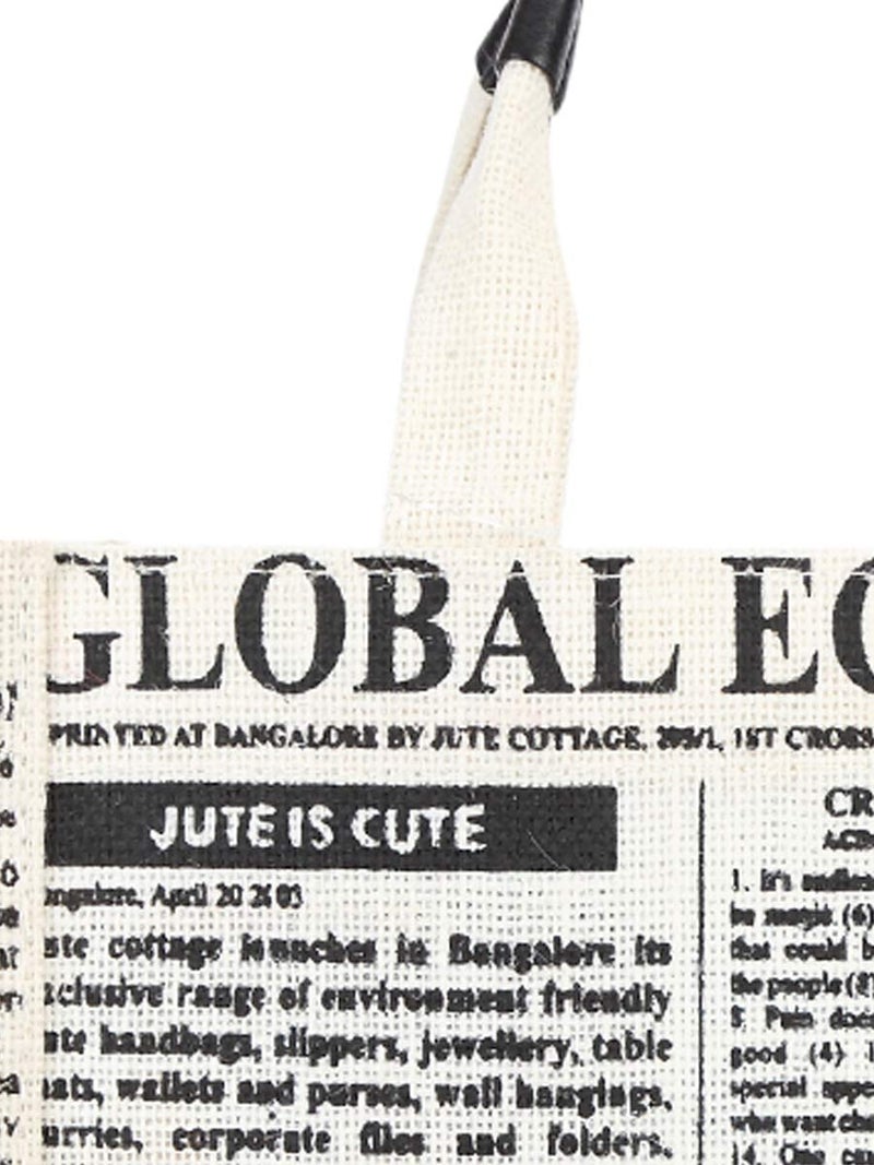 Jute Cottage Jute Bags for Lunch for Women and Men Jute Multi-Purpose Bags Newspaper Print - Image 4