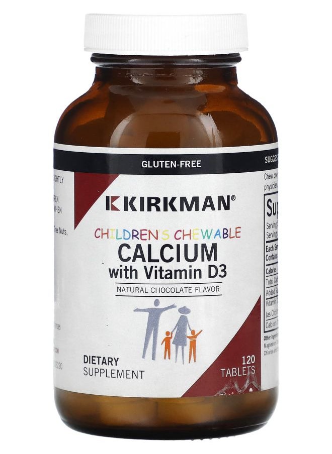 Kirkman Labs Children's Chewable Calcium with Vitamin D3 Natural Chocolate 120 Tablets 