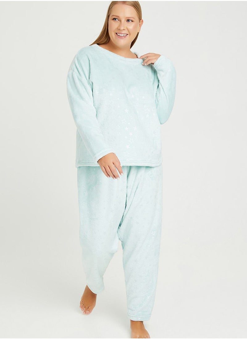 Styli - Crew Neck Printed Top & Pyjama Set - Image 1